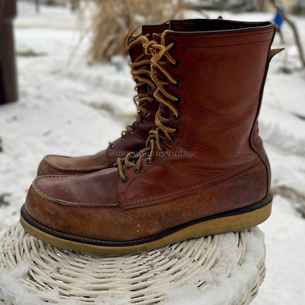 ❌SOLD❌ Vintage Red Wing Irish Setter Moc Toe Work Boots Combat Leather 60s 12 - Picture 2 of 15